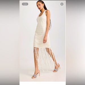NWT Johnathan Simkhai Janette Fringed Crochet Dress Size 10